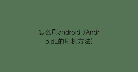 怎么刷androidl(AndroidL的刷机方法)